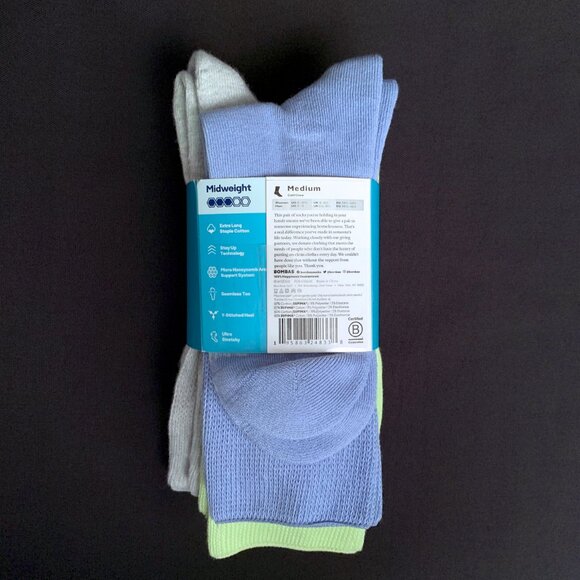 BOMBAS 4 Pairs Cotton Micro Honeycomb Midweight Ultra Stretch Socks MEDIUM NWT - Picture 3 of 7